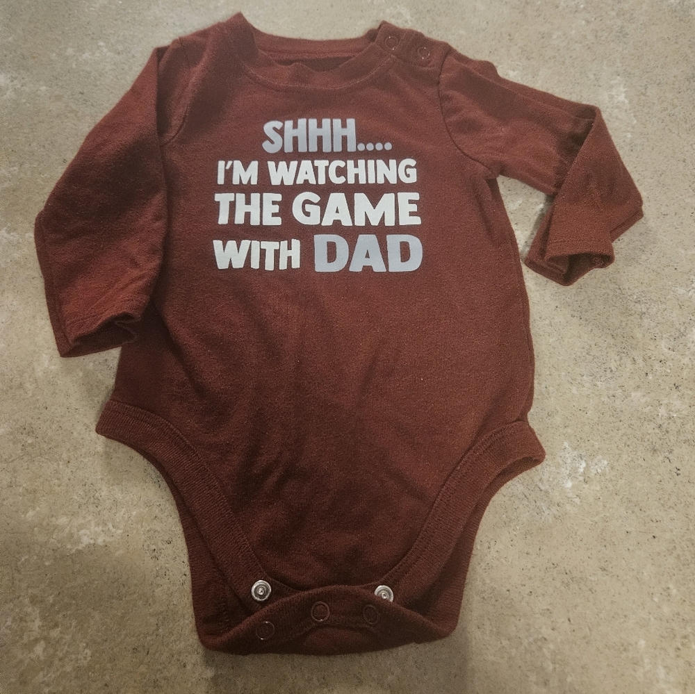 NWOT Garanimals 3-6m "SHHH, IM WATCHING THE GAME WITH DAD" Bodysuit